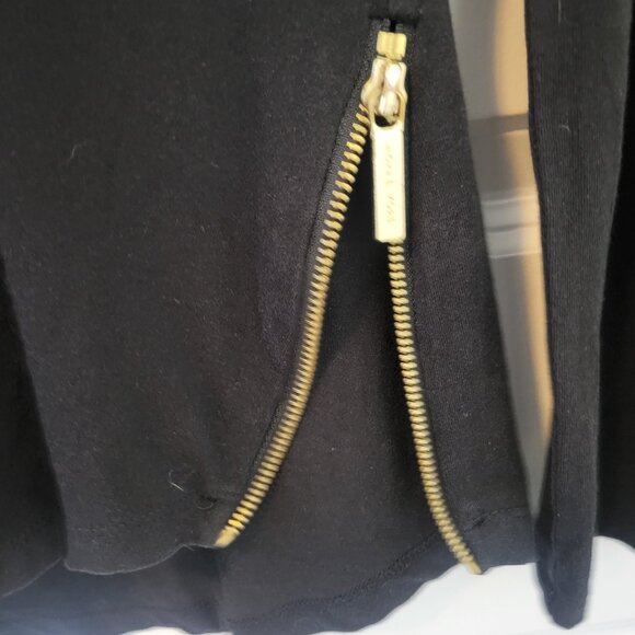 Michael Kors Womens Knit Pullover Top Black w/Gold Long Sleeve Side Zip Medium - Picture 5 of 7